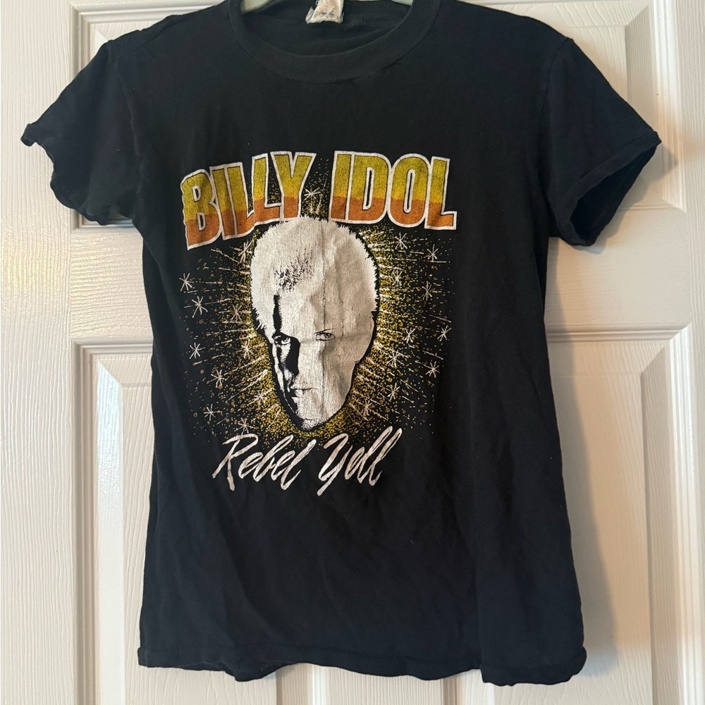 Vintage 80s Billy Idol Rebel Yell Black Graphic Tee - Picture 4 of 5